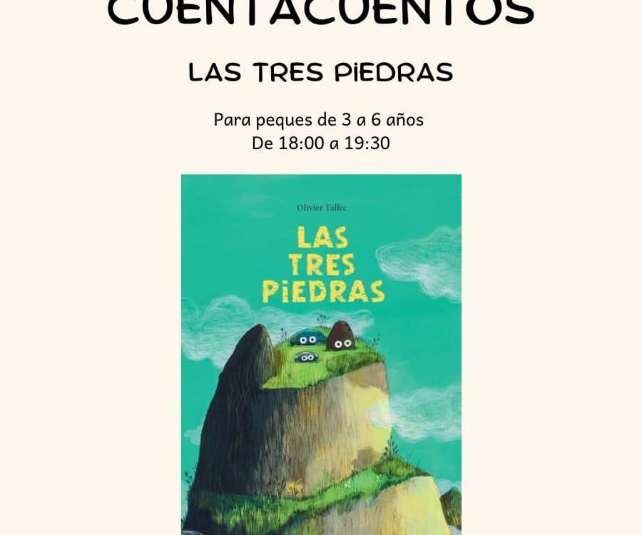 Cartel en el que se indica el día y hora del taller y en el que aparece la portada del cuento que se va a contar
