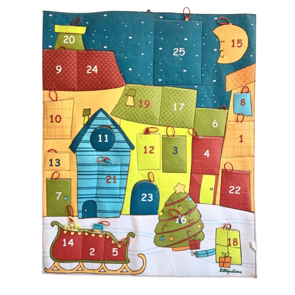 calendario de adviento hecho con tela