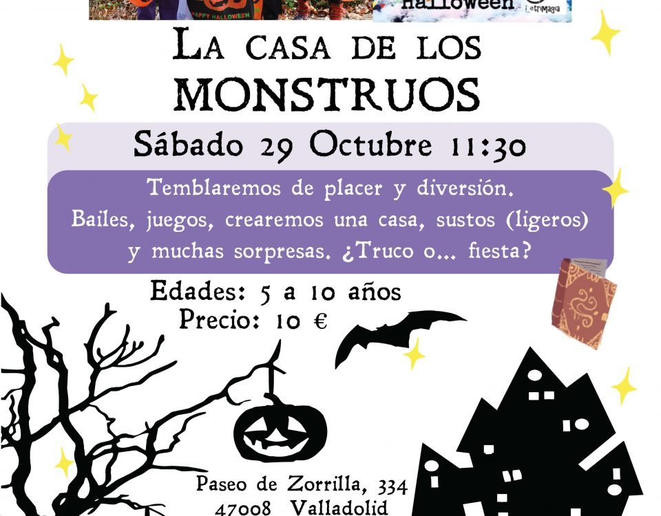 Cartel de la fiesta de Halloween con información de hora, fecha y lugar