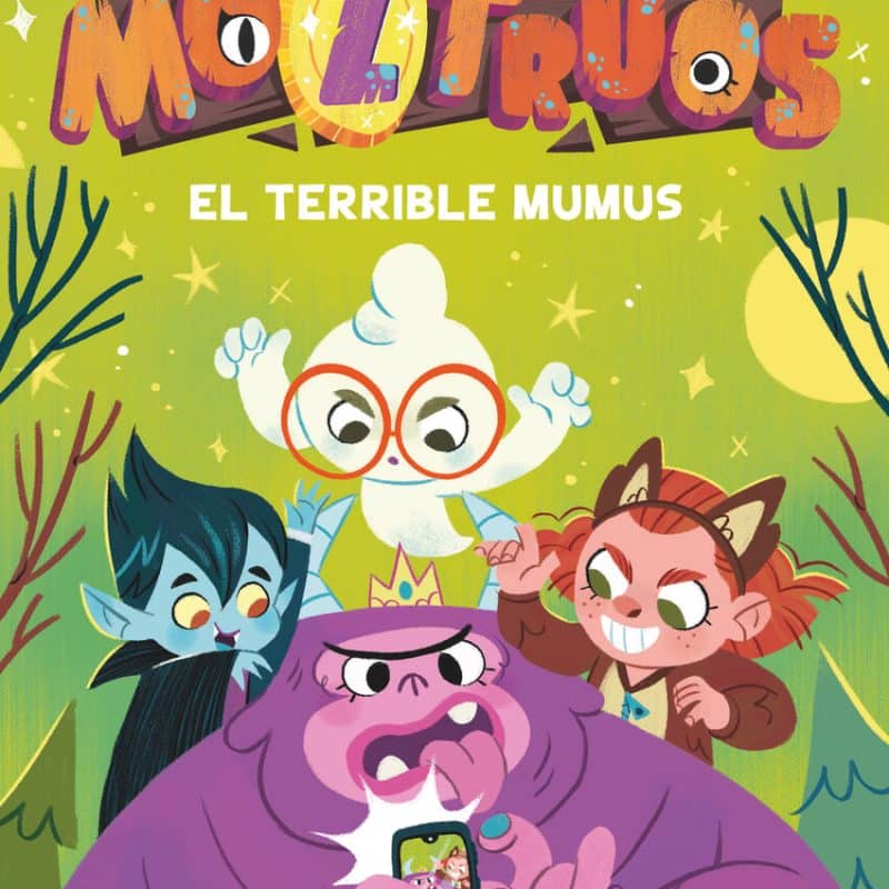 portada del libro en la que aparecen los cuatro monstruos protagonistas de la historia