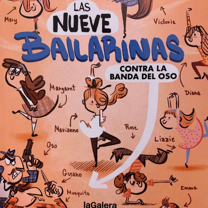 Portada del libro en el que aparecen las ilustraciones de las niñas protagonistas en posturas de ballet